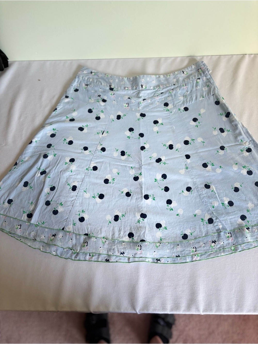 American Eagle Outfitters Light Blue A-Line Blueberry Print Skirt
